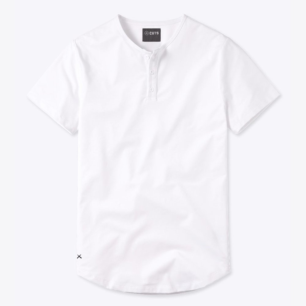 Cuts Clothing AO Henley Curve-Hem tee - White